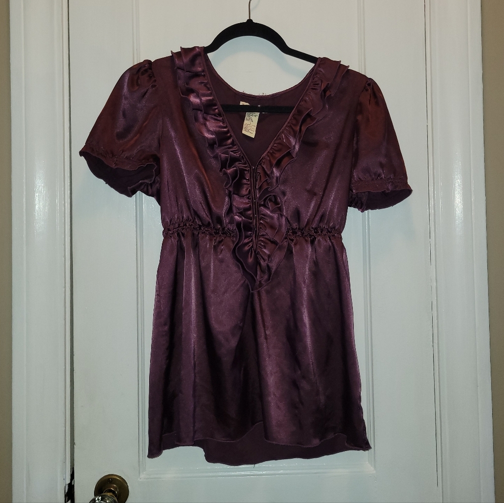 Purple Ruffle Y2k Whimsy Blouse Size L